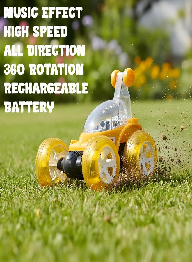 SMART BOY SmartBoy's 360-Degree Rotational High Speed 5 Way Remote Controlled Stunt Car Toy with 3D Lightning and Musical for Boys Girls Kids - Rechargeable with USB Charging Cable(9802,Yellow) - Image 5
